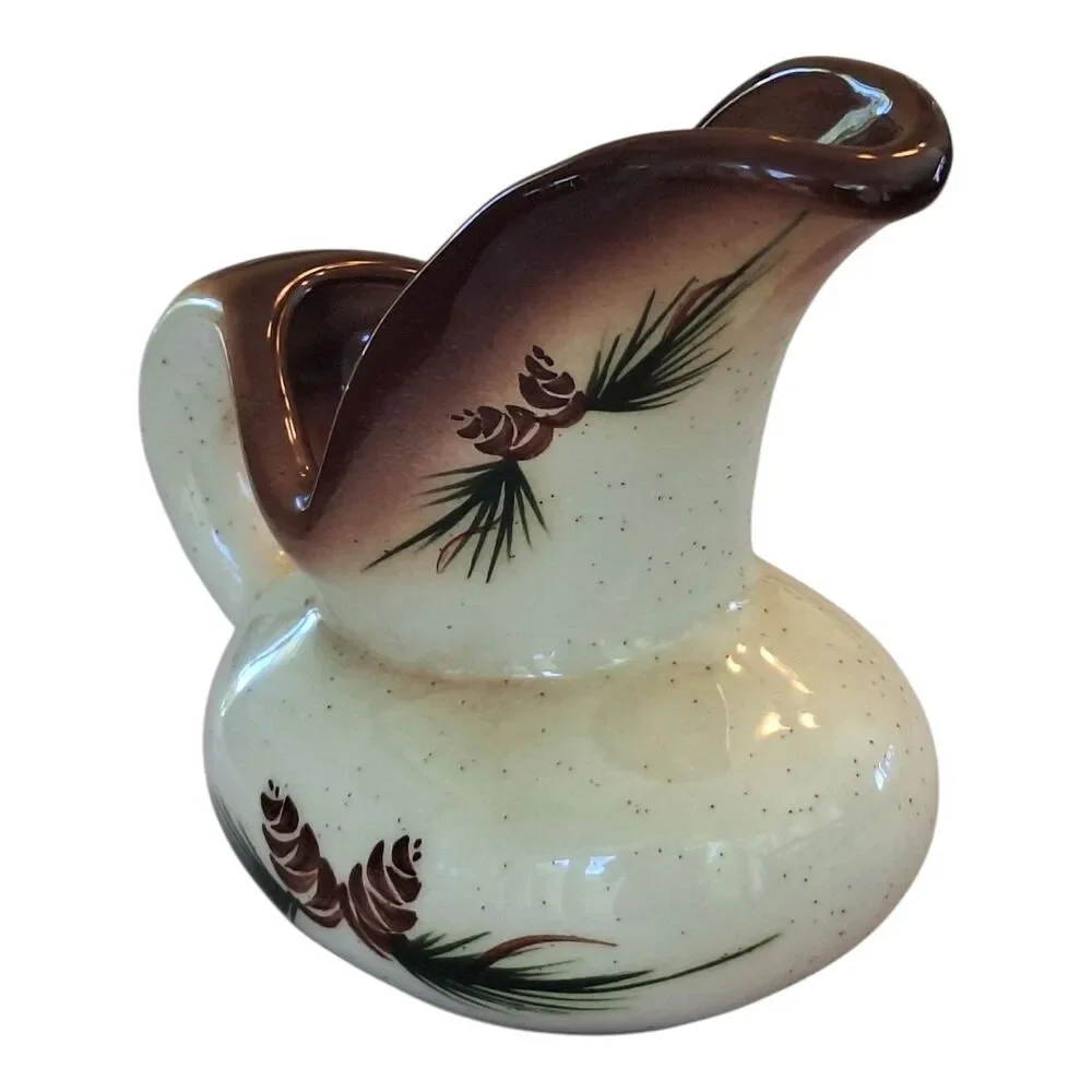 Vintage ROMCO Rocky Mountain Pottery Pinecone Glazed Creamer Colorado Brown